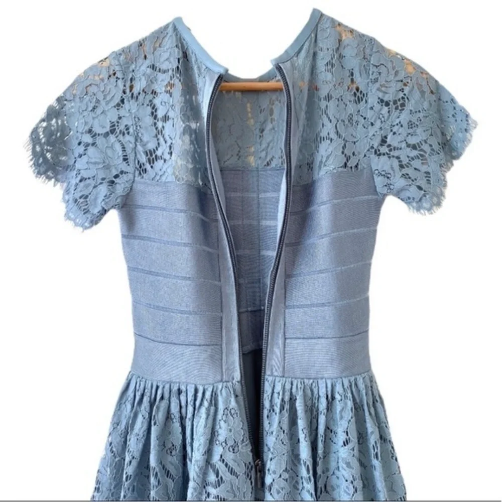 French Connection Shana Flared Lace Mini Dress Princess Blue Wedding NWT